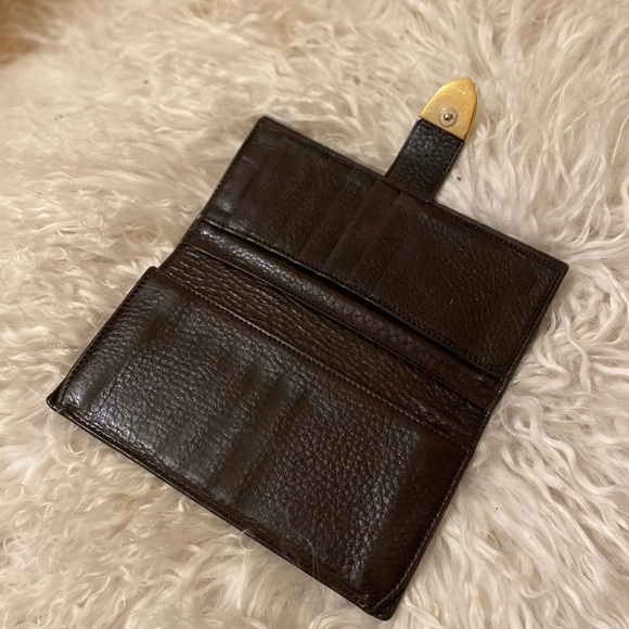 Genuine Vintage Gucci GG Dark Brown Leather Wallet w Buckle - Picture 6 of 6